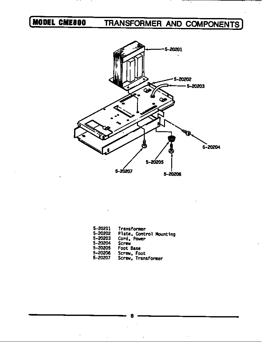 Maytag CME800 transformer & components (cme800) diagram