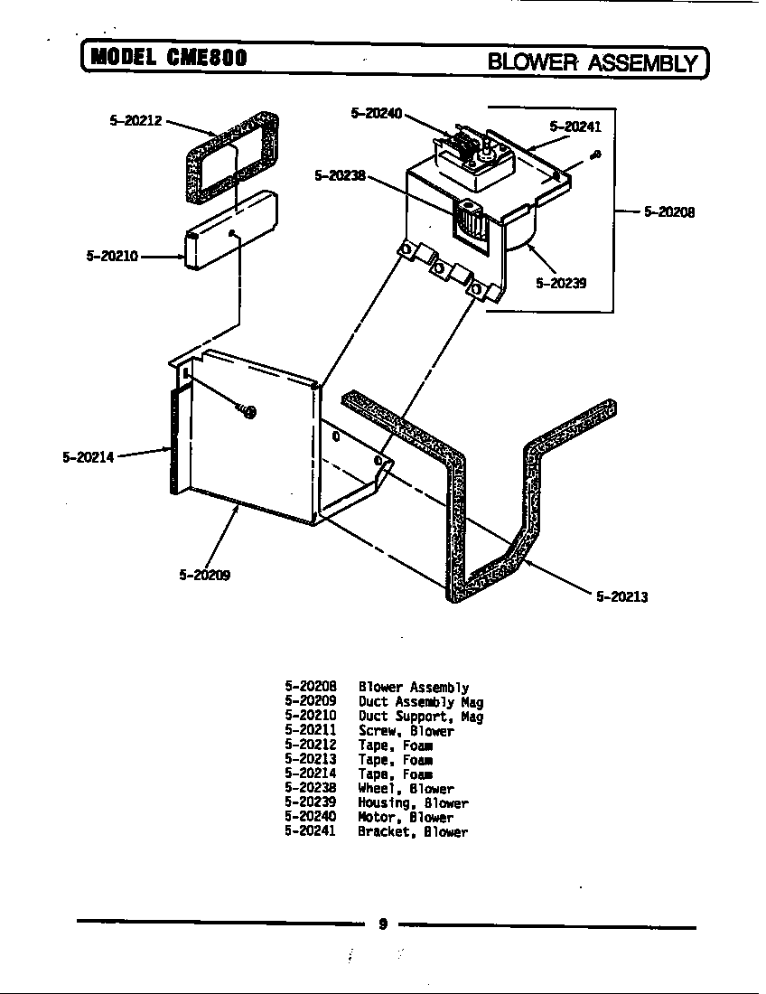 Maytag CME800 blower assy. (cme800) diagram