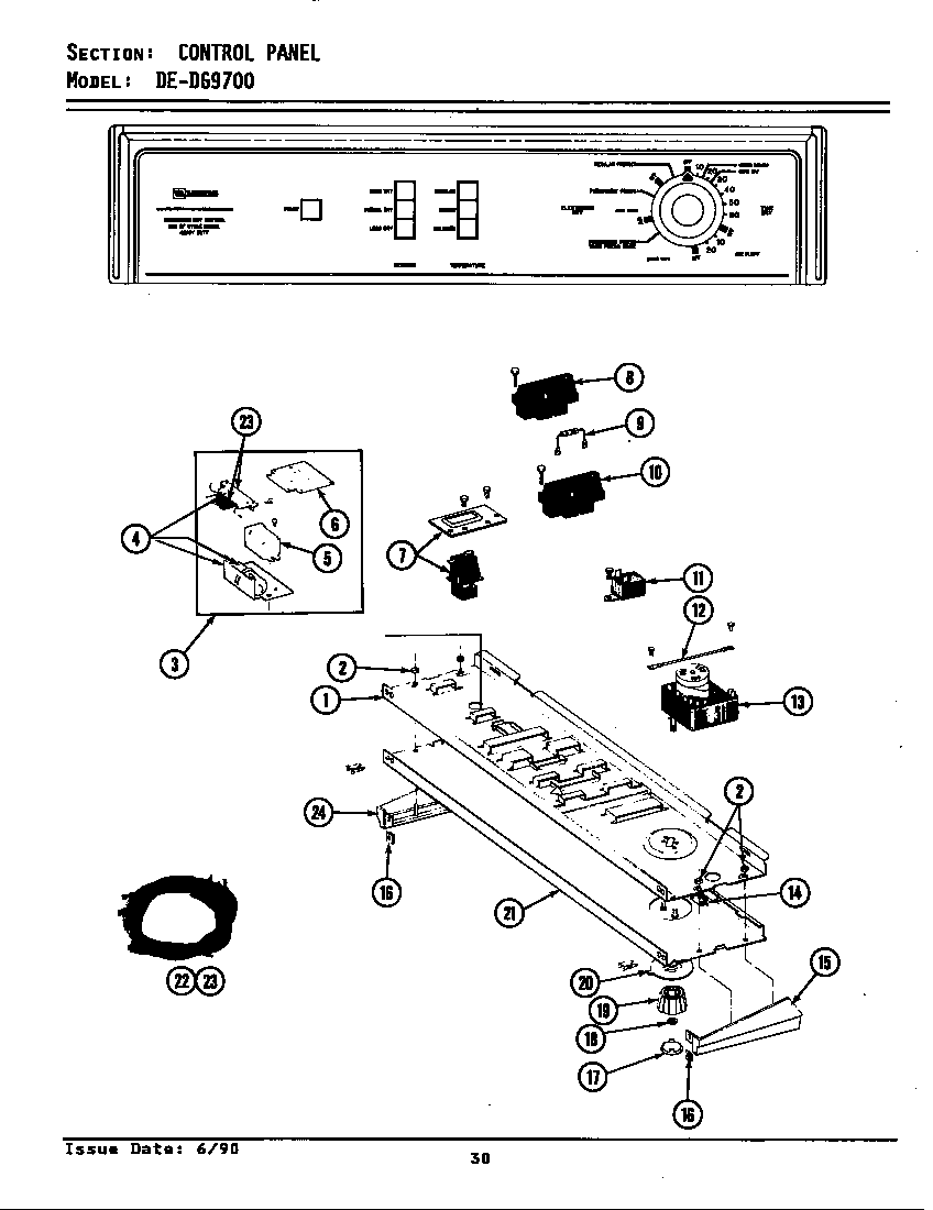 Maytag GDE9700 control panel diagram