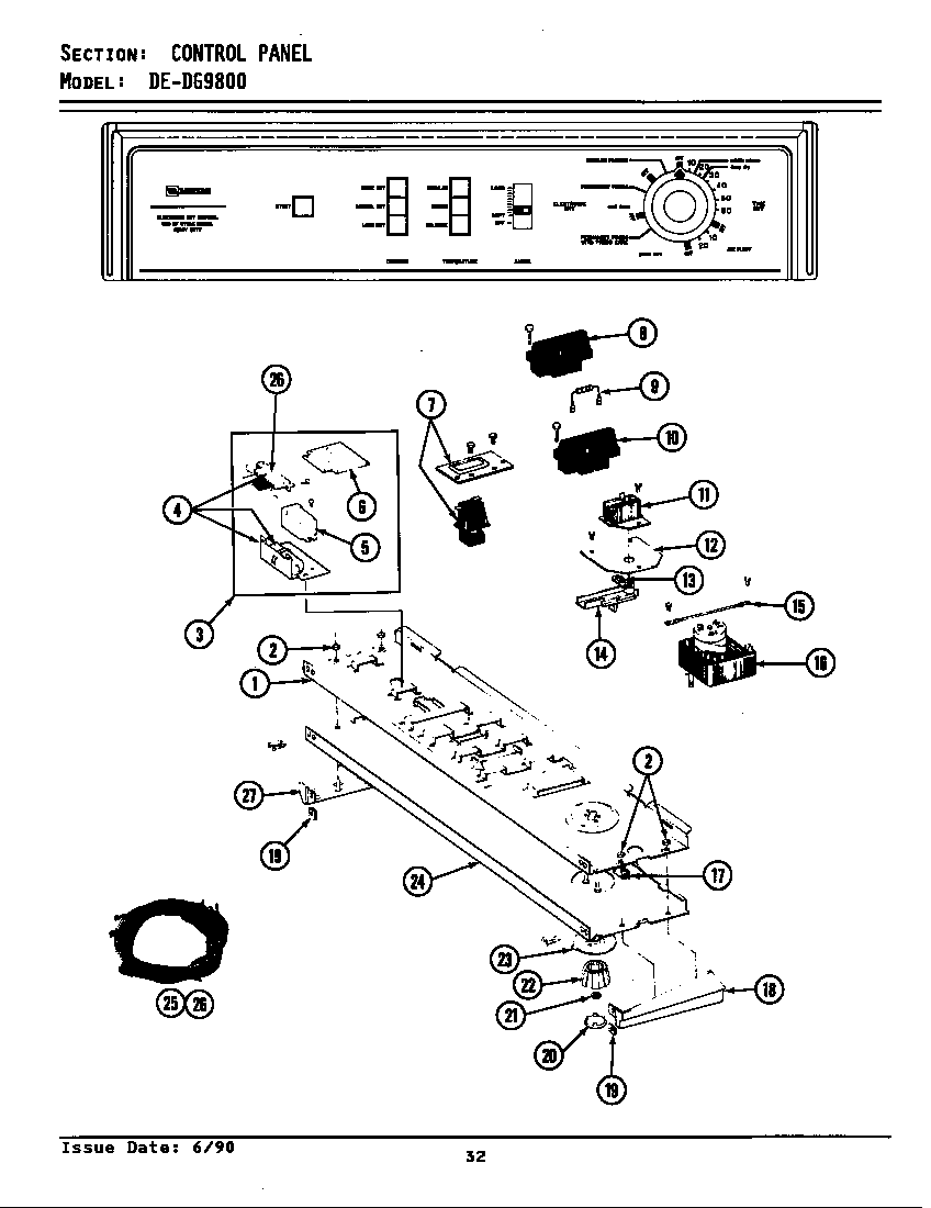 Maytag DG9800 control panel diagram