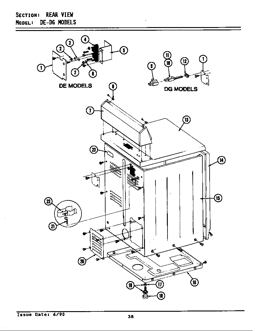 Maytag DG9800 rear view diagram
