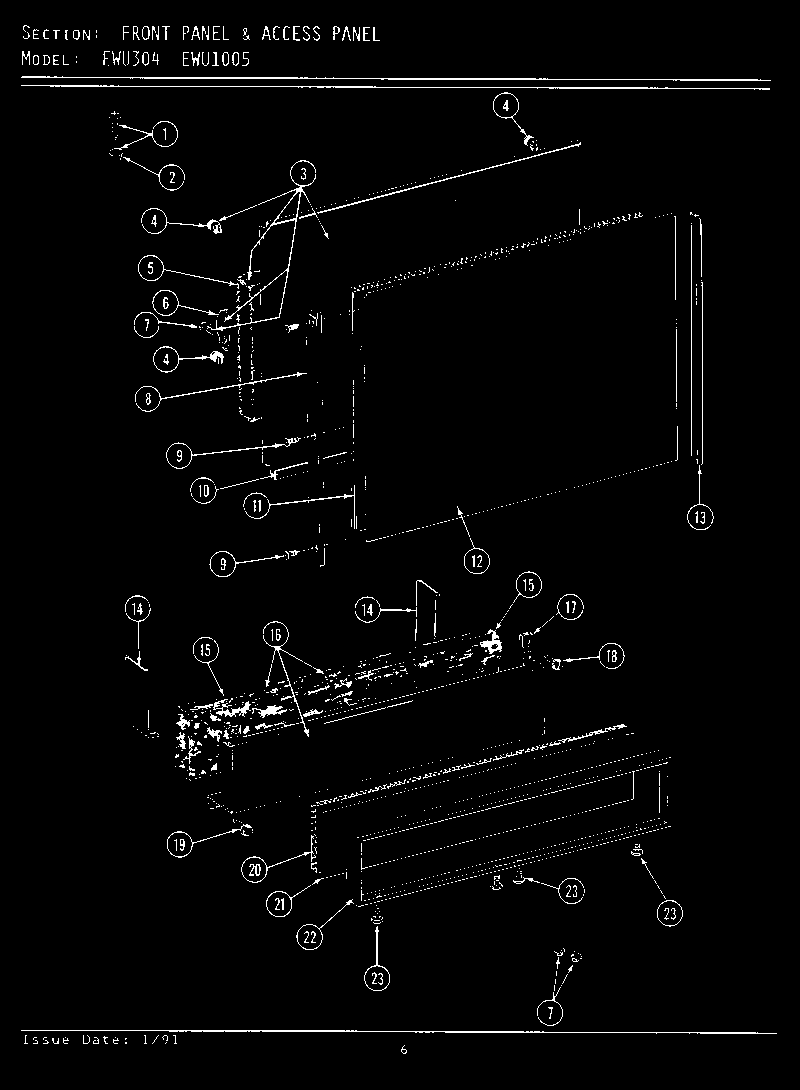 Maytag EWU1005 front panel & access panel (ewu304) (ewu1005) diagram