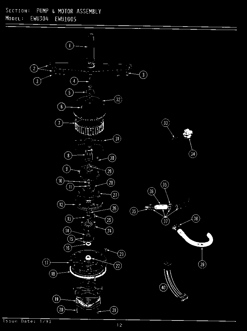 Maytag EWU1005 pump & motor assembly (ewu304) (ewu1005) diagram