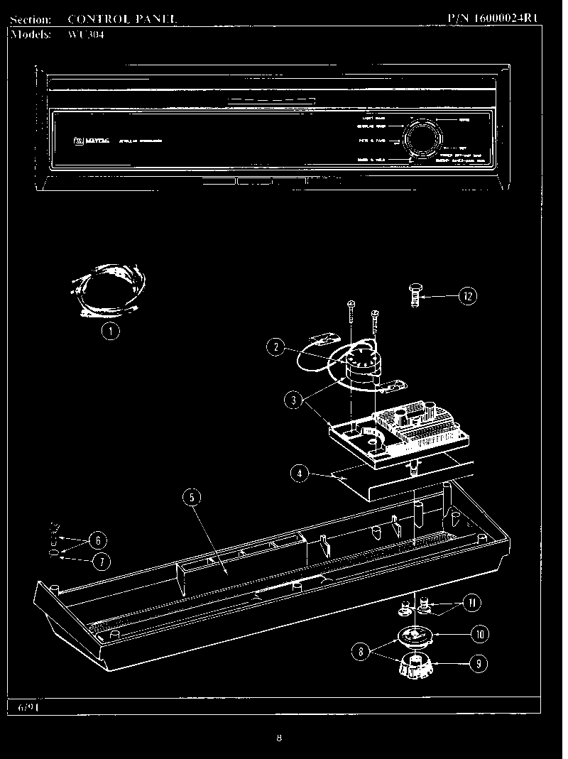 Maytag EWU1005 control panel (wu304) (wu304) diagram