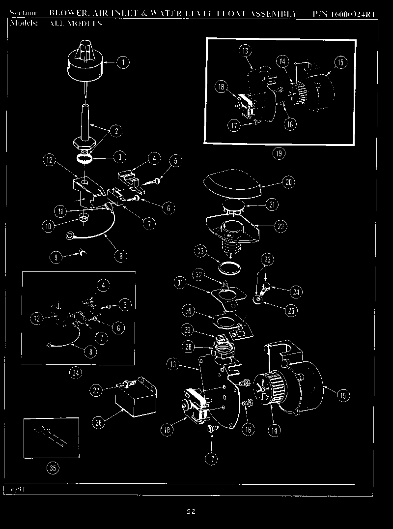 Maytag EWU1005 blower/air inlet & water level (wu304) (wu304) diagram
