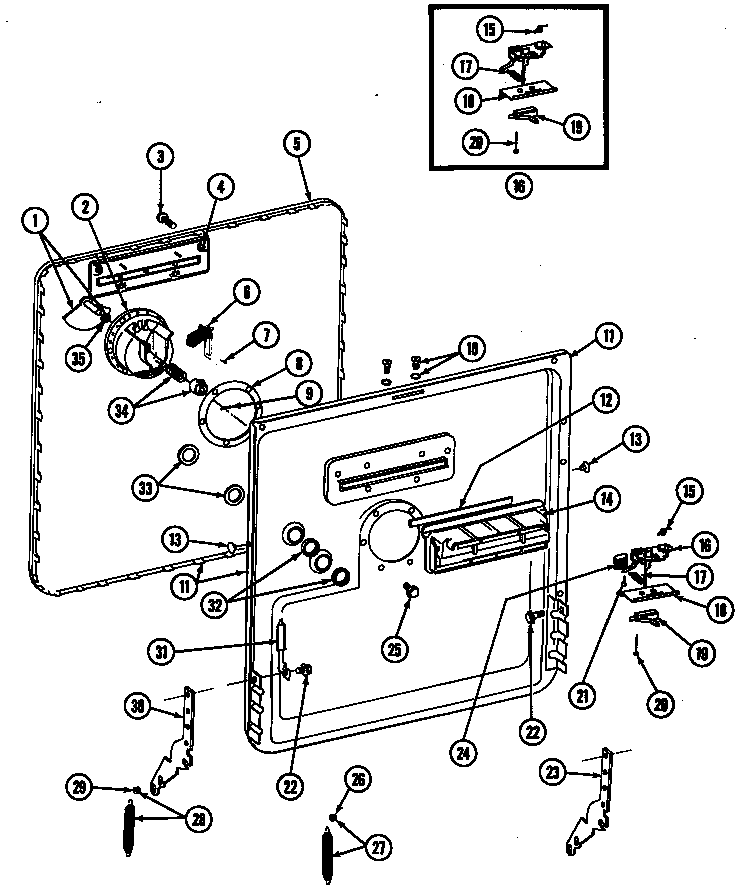 Maytag EWU1005 door assembly (wu1005) (wu1005) diagram