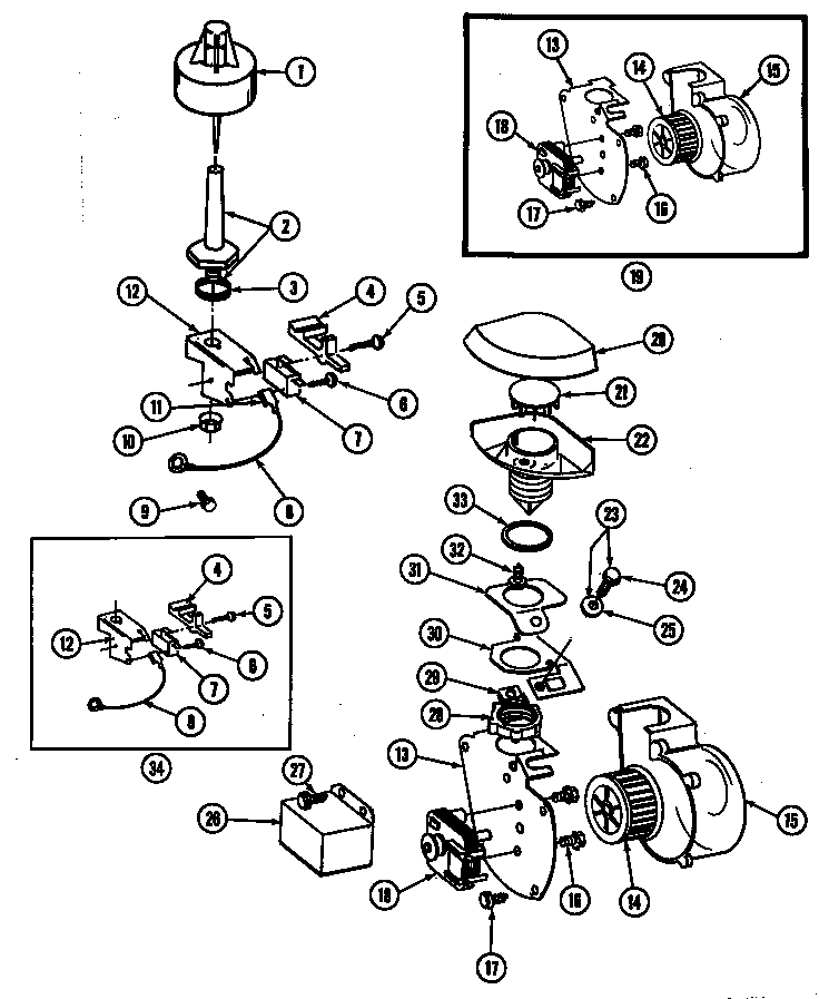 Maytag EWU1005 blower, air inlet & water level float (wu1005) diagram