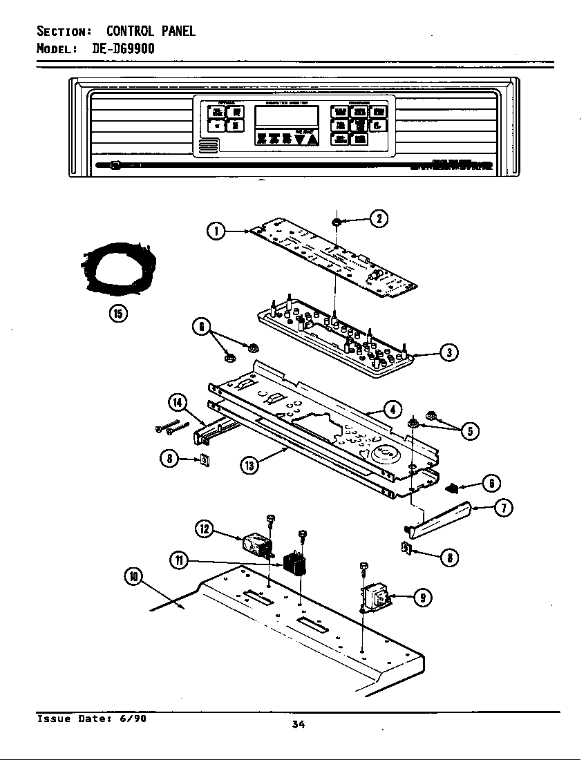 Maytag DG9900 control panel diagram