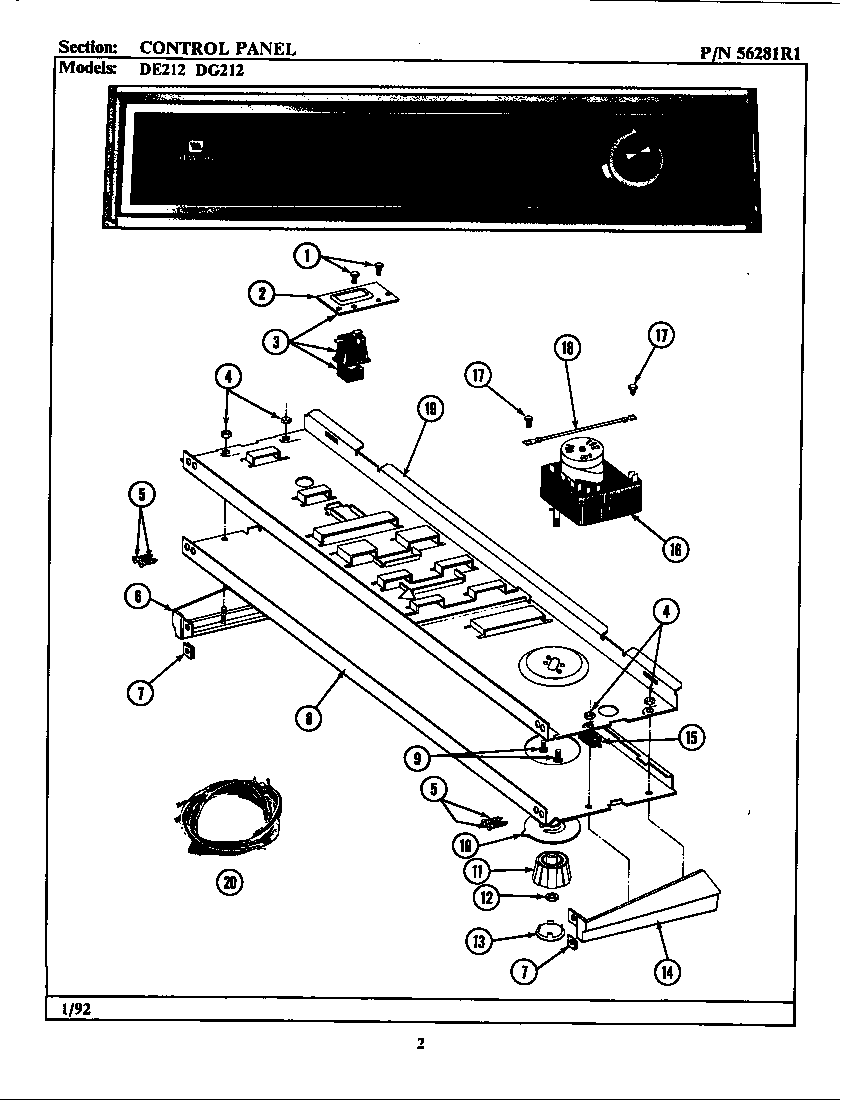 Maytag LDG212 control panel diagram