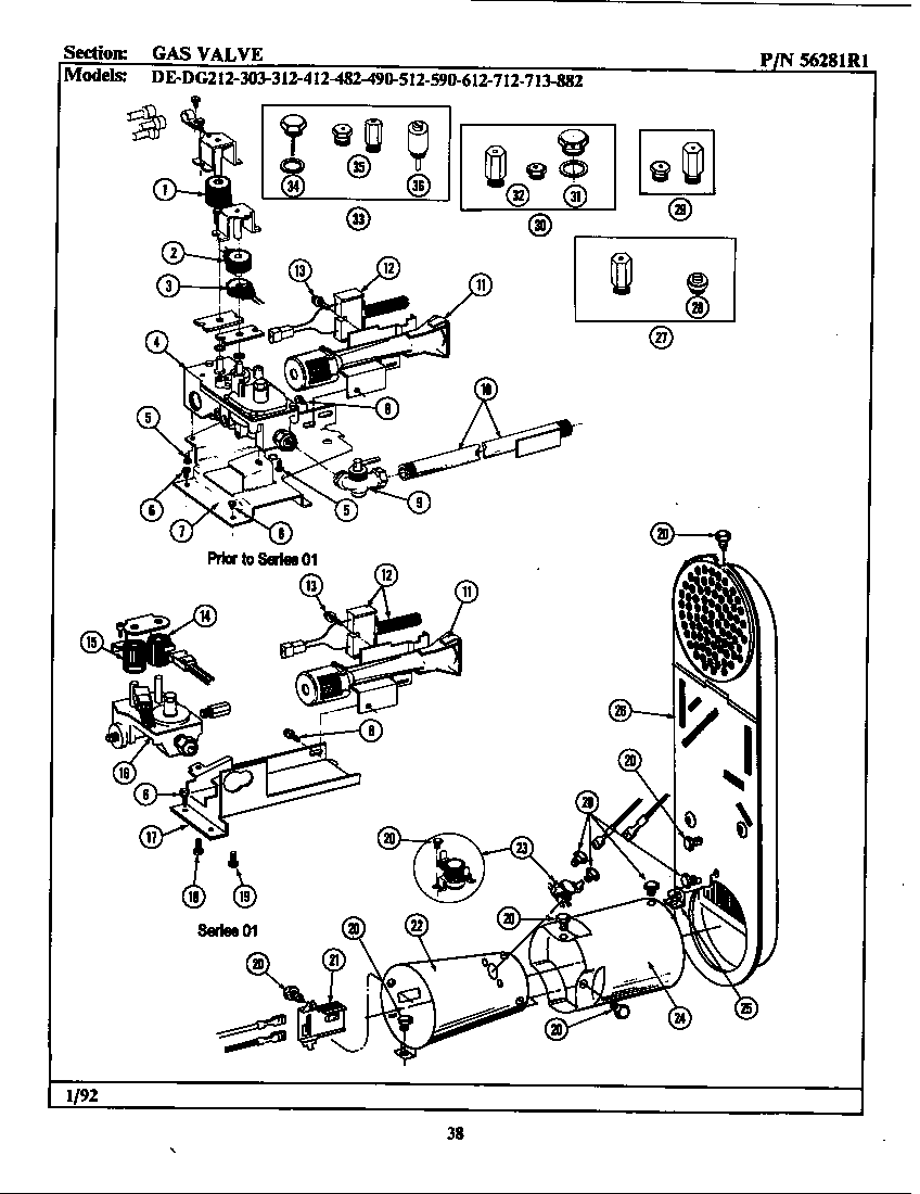 Maytag LDG212 gas valve diagram