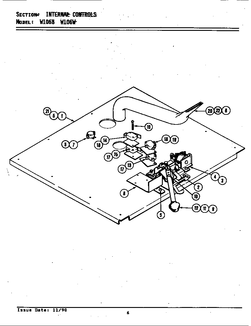 Jenn-Air W106W internal controls diagram