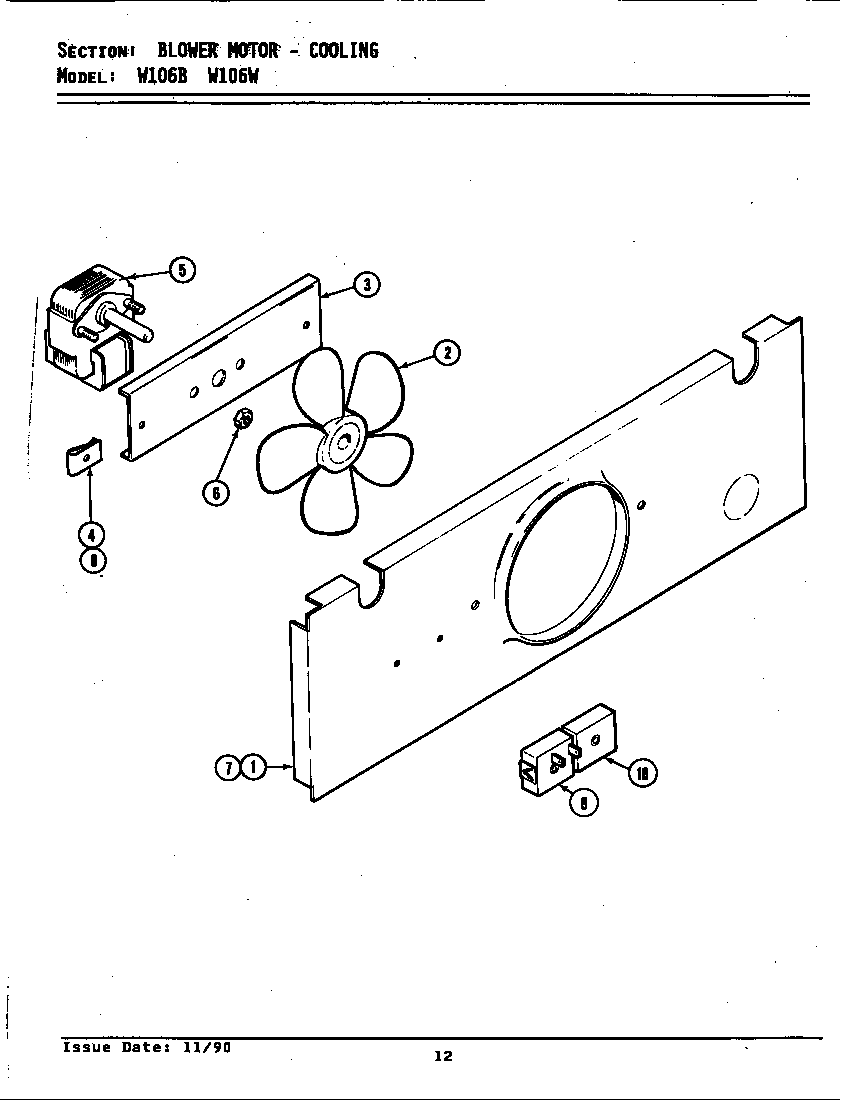 Jenn-Air W106W blower motor (cooling) diagram