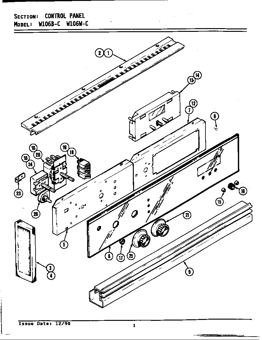Jenn-Air W106W-C control panel diagram