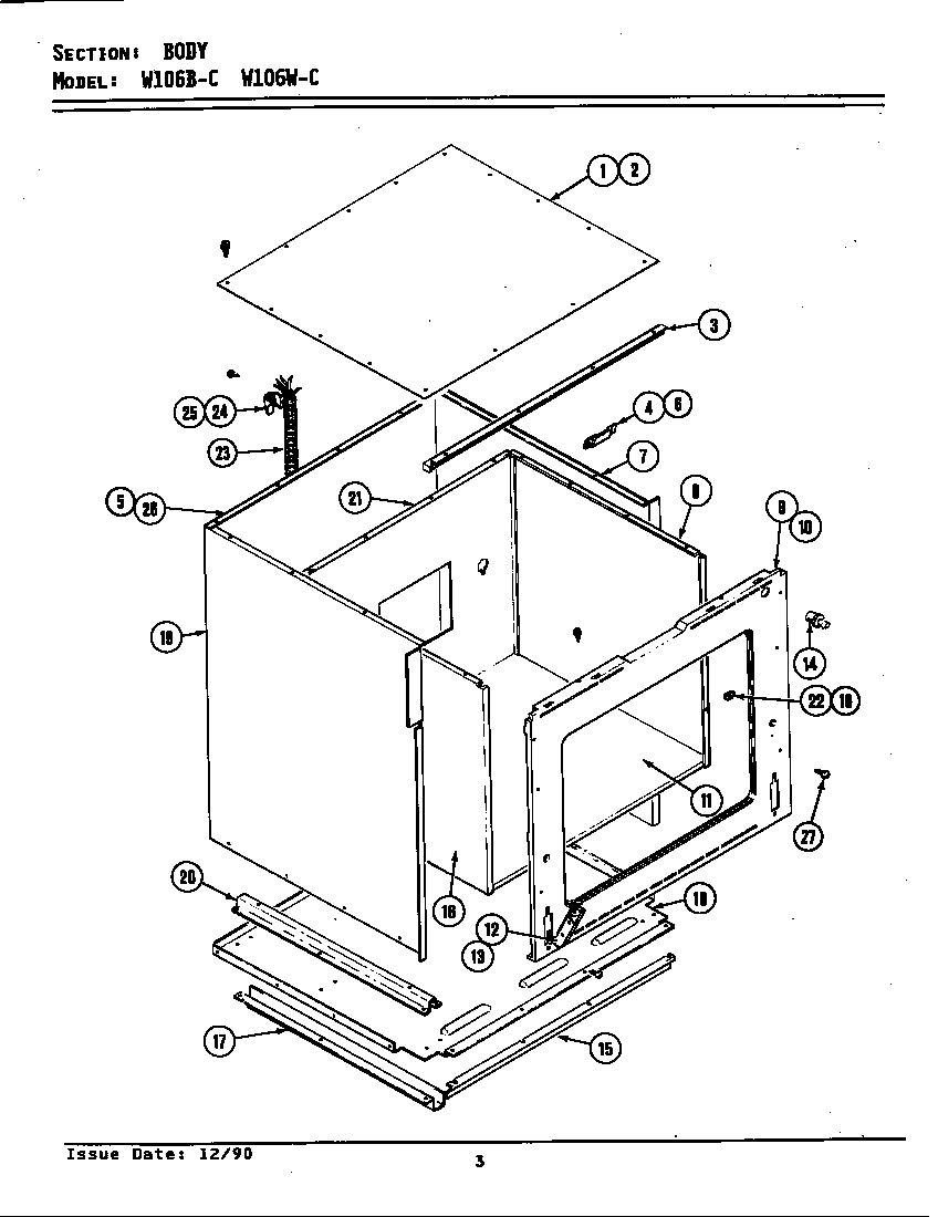 Jenn-Air W106W-C body diagram