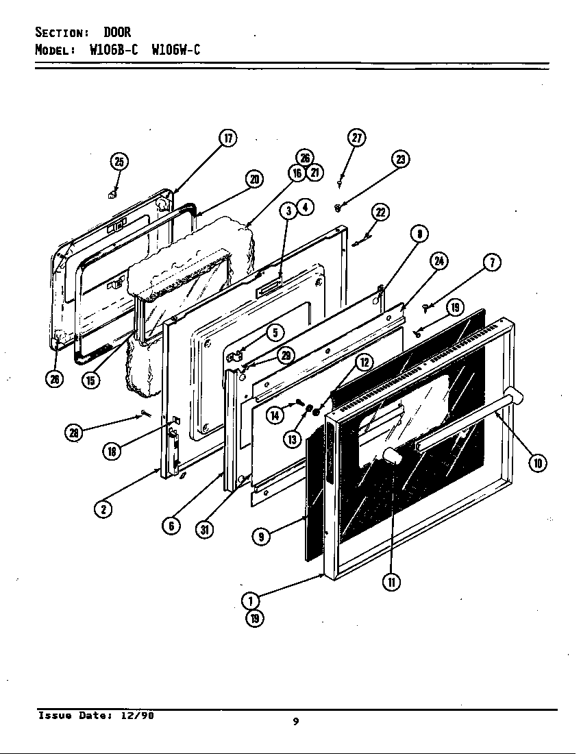 Jenn-Air W106W-C door diagram