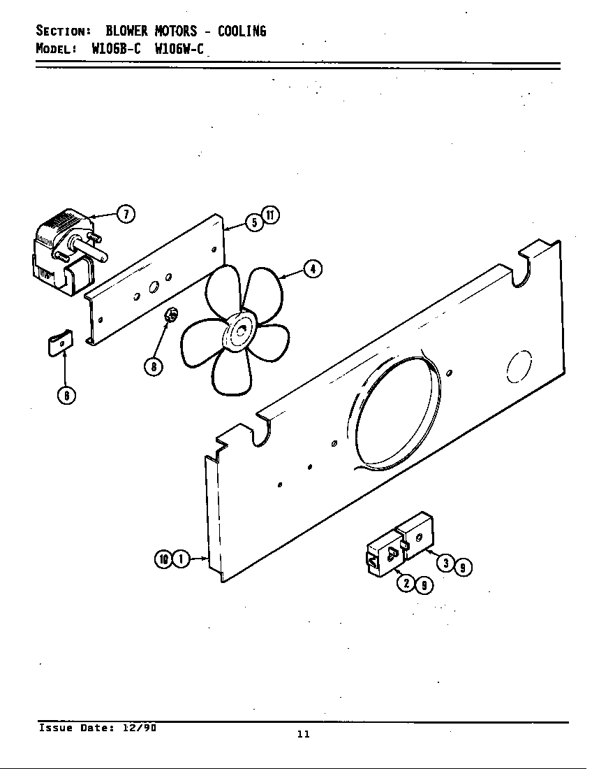Jenn-Air W106W-C blower motor (cooling) diagram