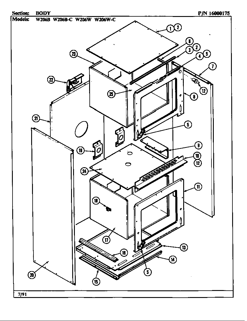 Jenn-Air W206W body diagram