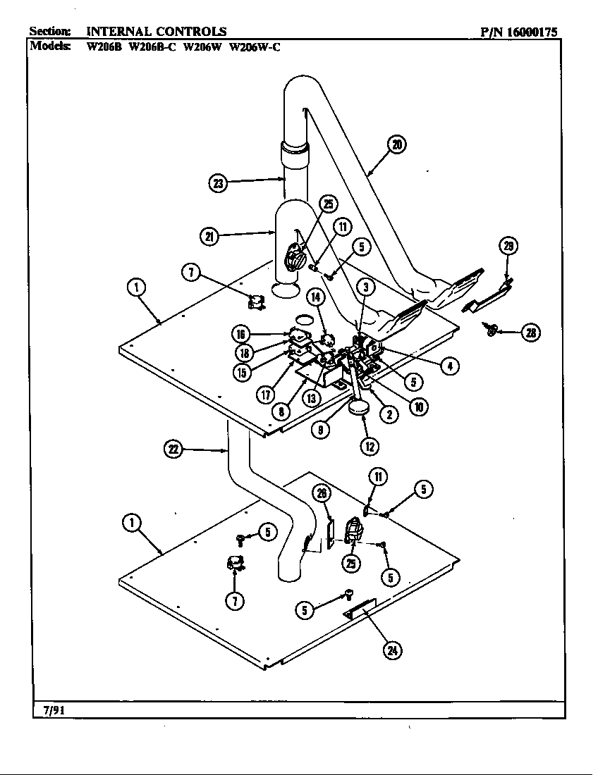 Jenn-Air W206W internal controls diagram