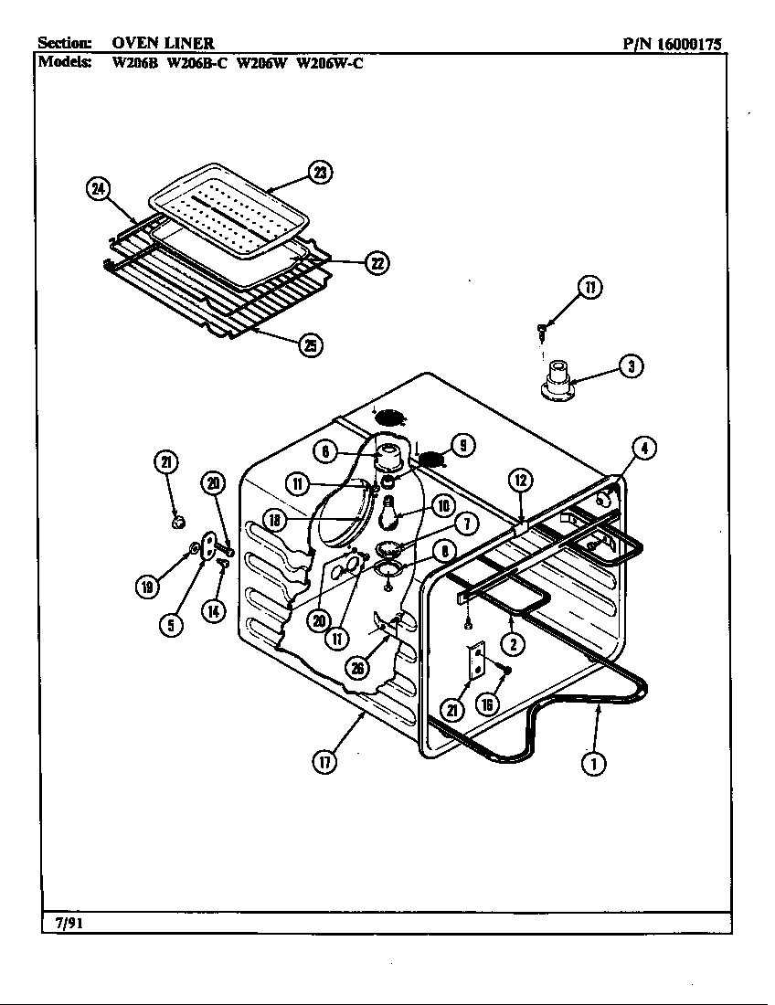 Jenn-Air W206W oven diagram