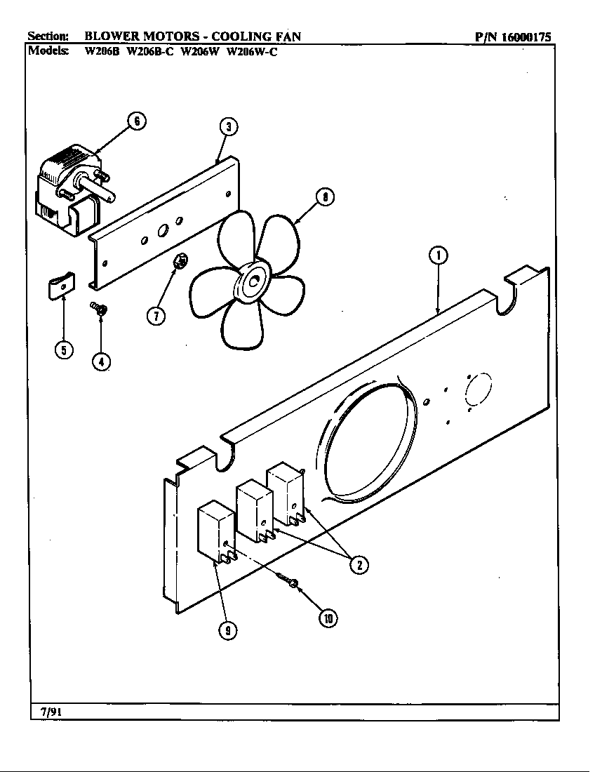 Jenn-Air W206W blower motor (cooling fan) diagram