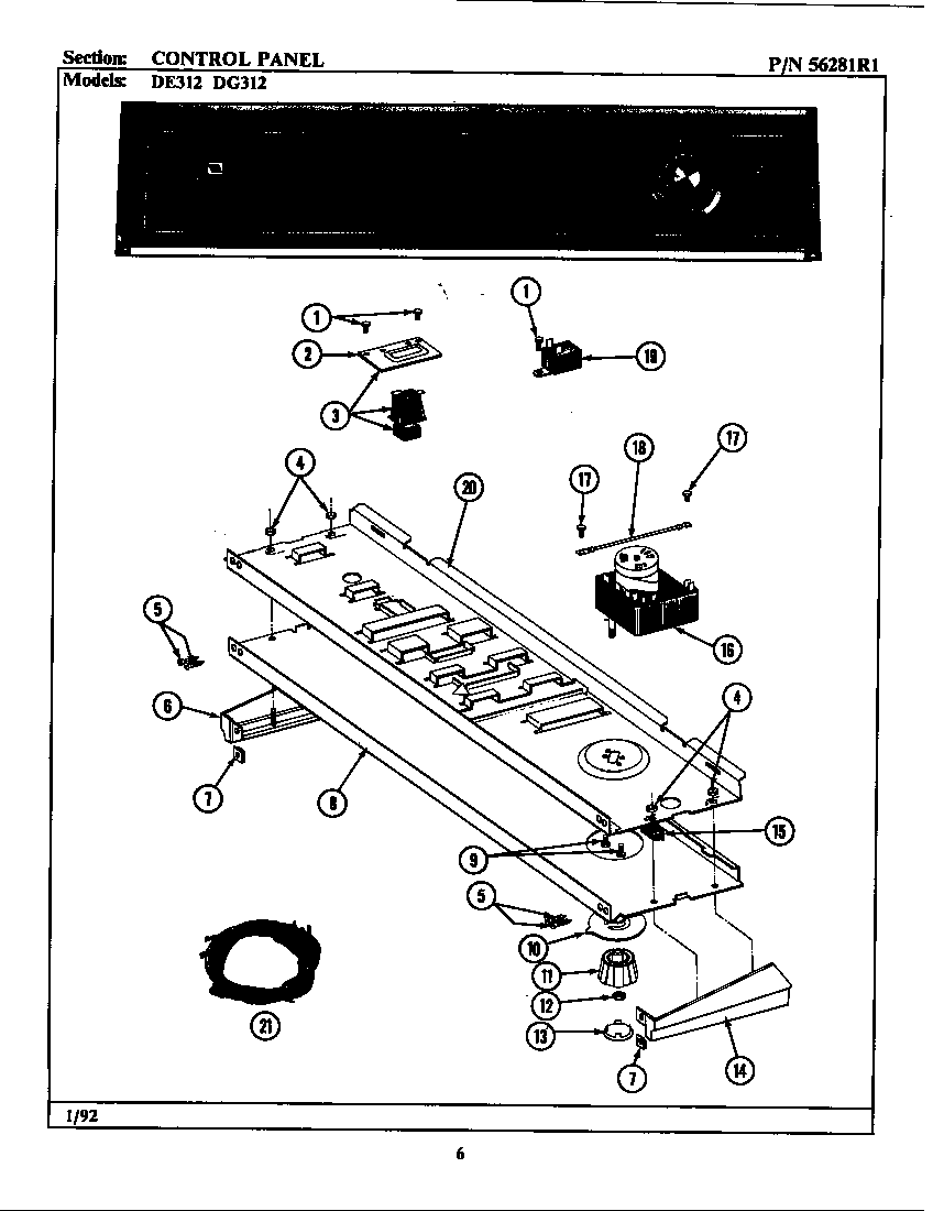 Maytag DE312 control panel diagram