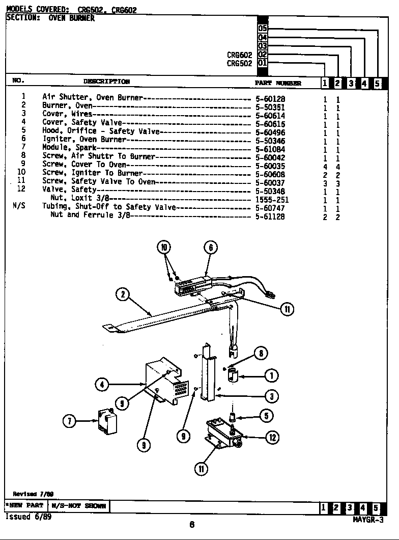 Maytag LCRG502 oven burner diagram
