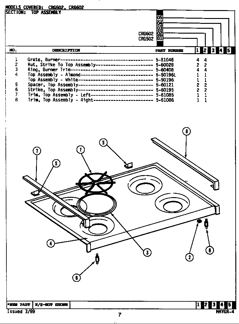 Maytag LCRG502 top assembly diagram