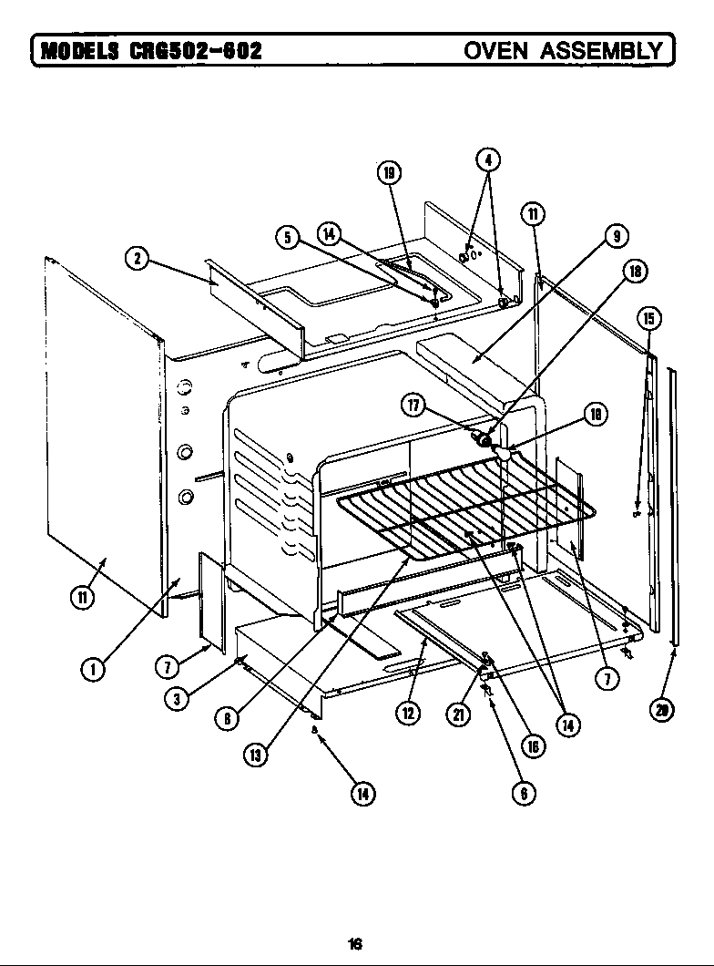 Maytag LCRG502 oven assembly diagram