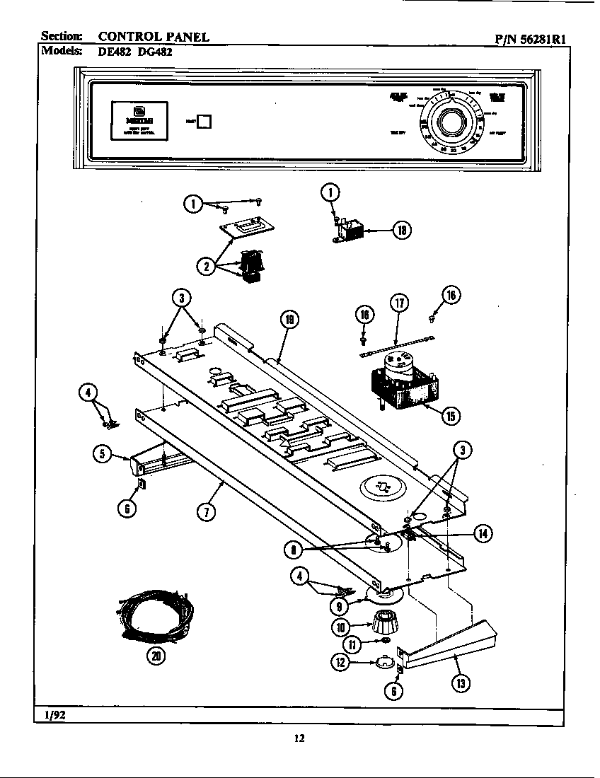 Maytag LDE482 control panel diagram