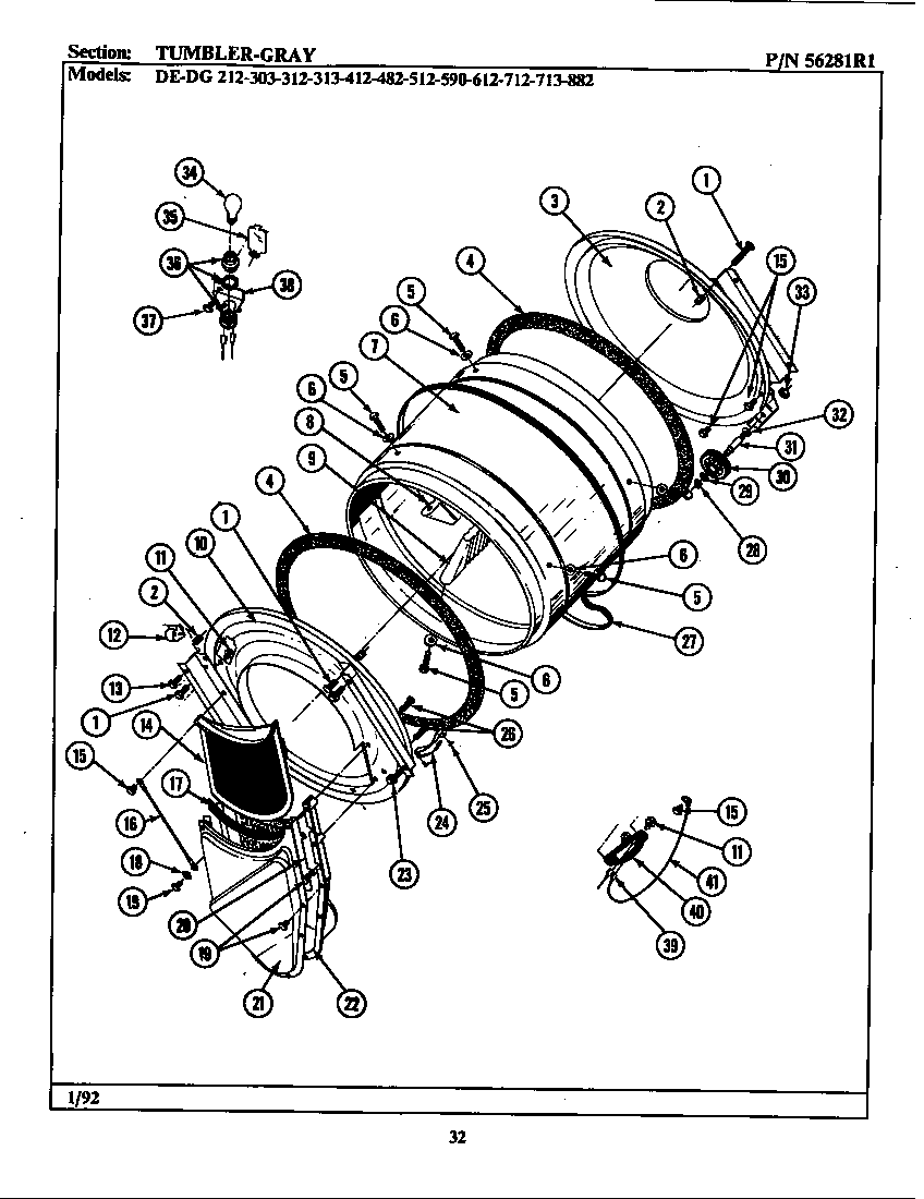 Maytag LDE482 tumbler-gray diagram