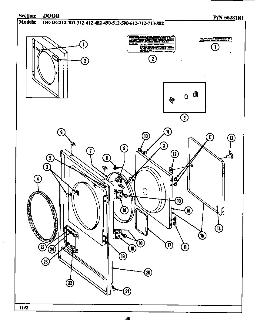 Maytag LDE512 door diagram