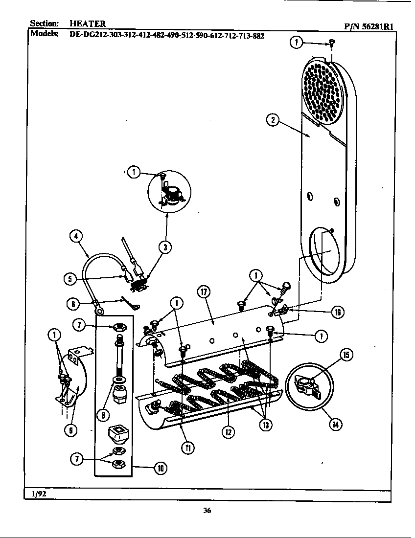 Maytag LDE512 heater diagram