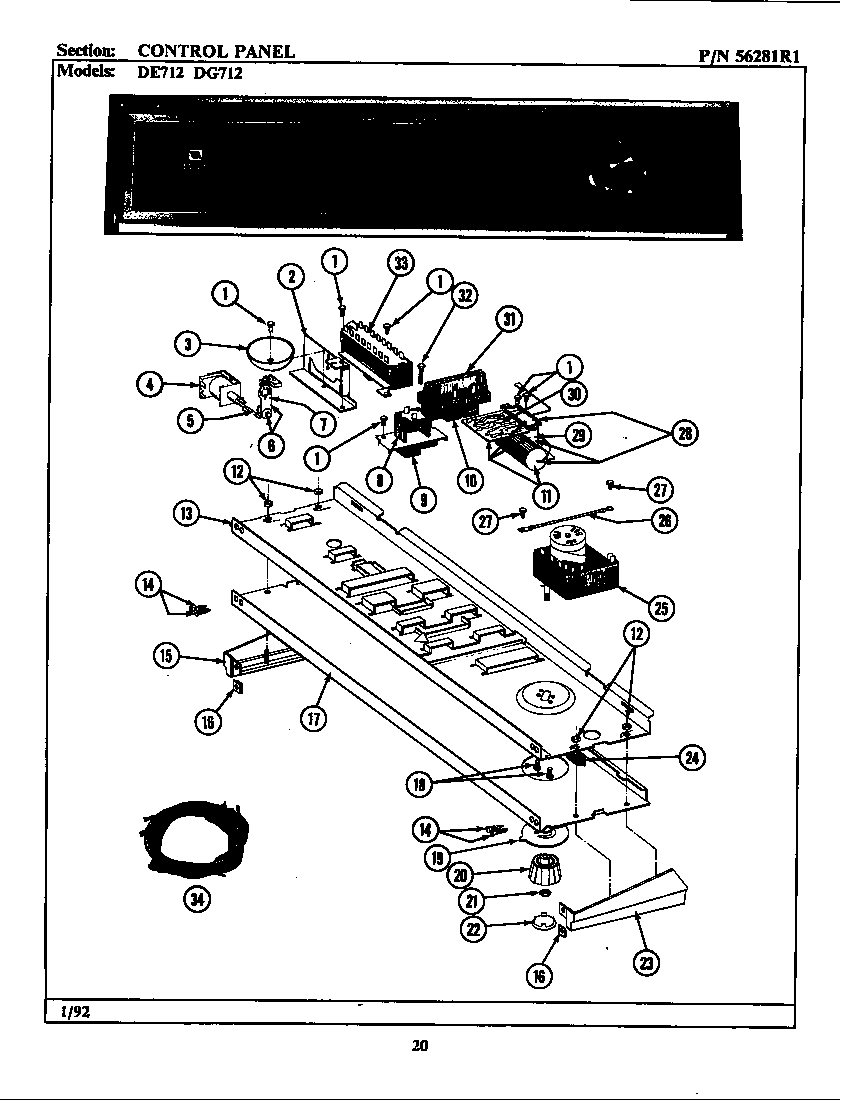 Maytag LDE712 control panel diagram