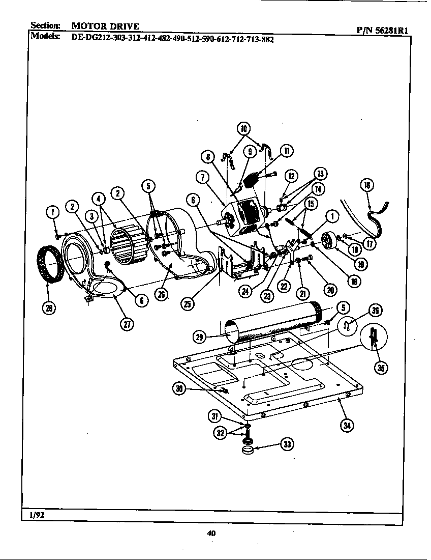 Maytag LDG712 motor drive diagram