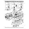 Maytag DG808 motor, blower, base frame & thermostats diagram