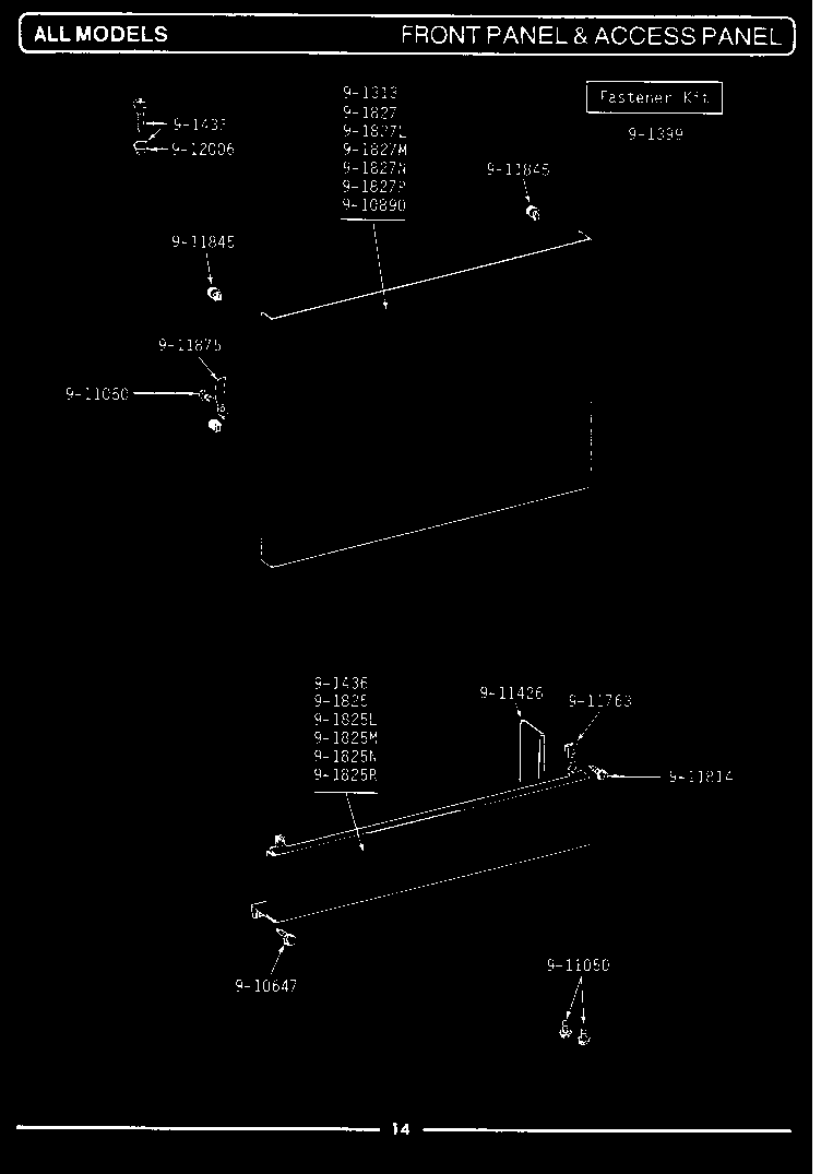 Maytag WU300 front panel & access panel diagram