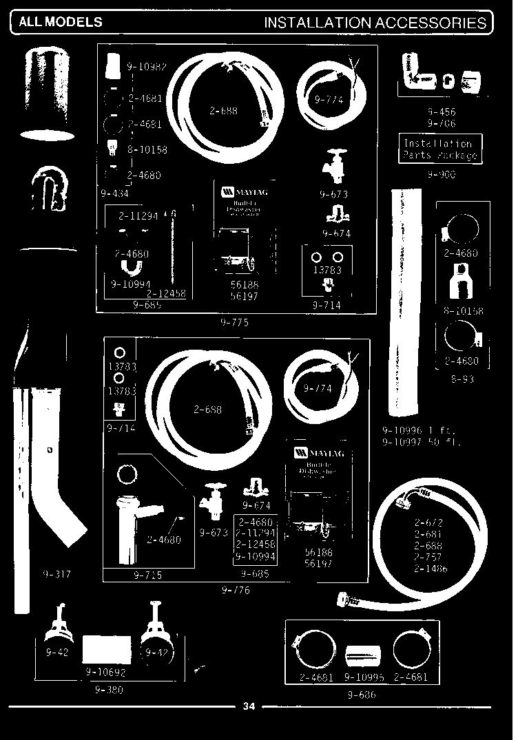 Maytag WU300 installation accessories diagram