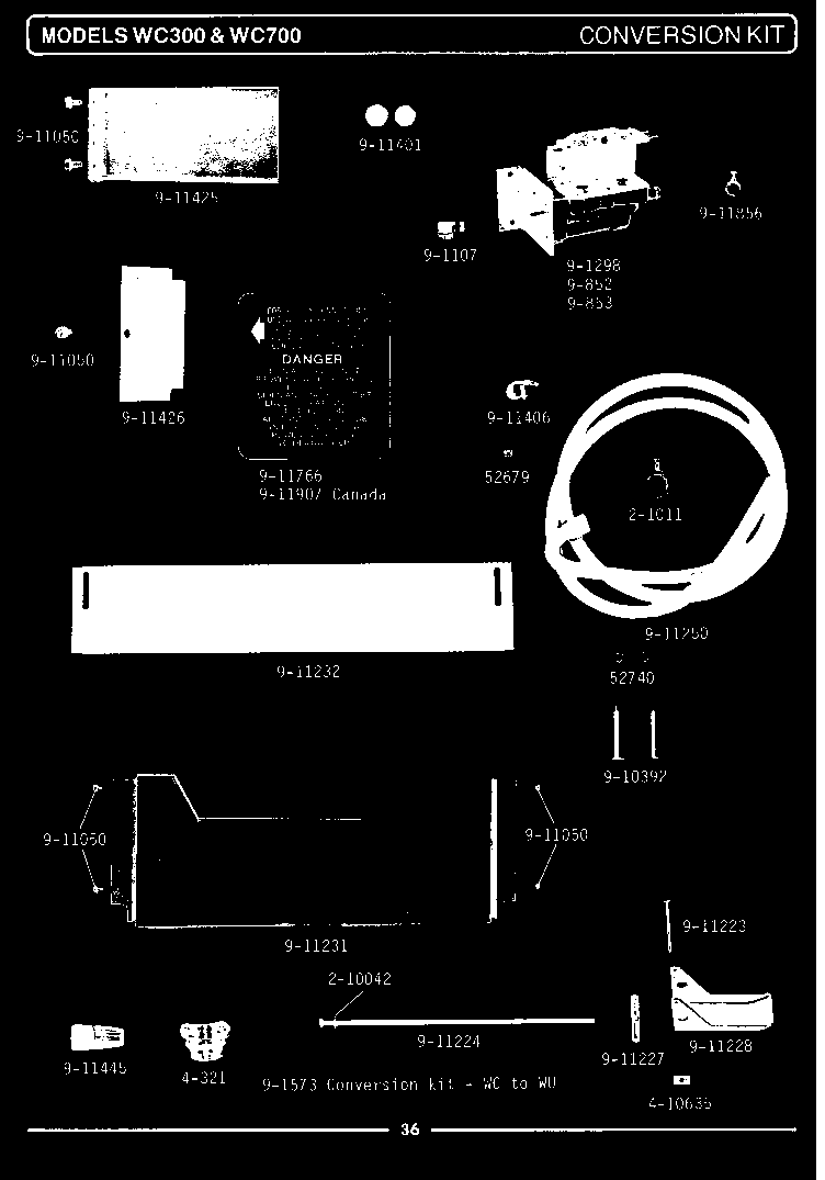 Maytag WU300 conversion kit (wc300) diagram