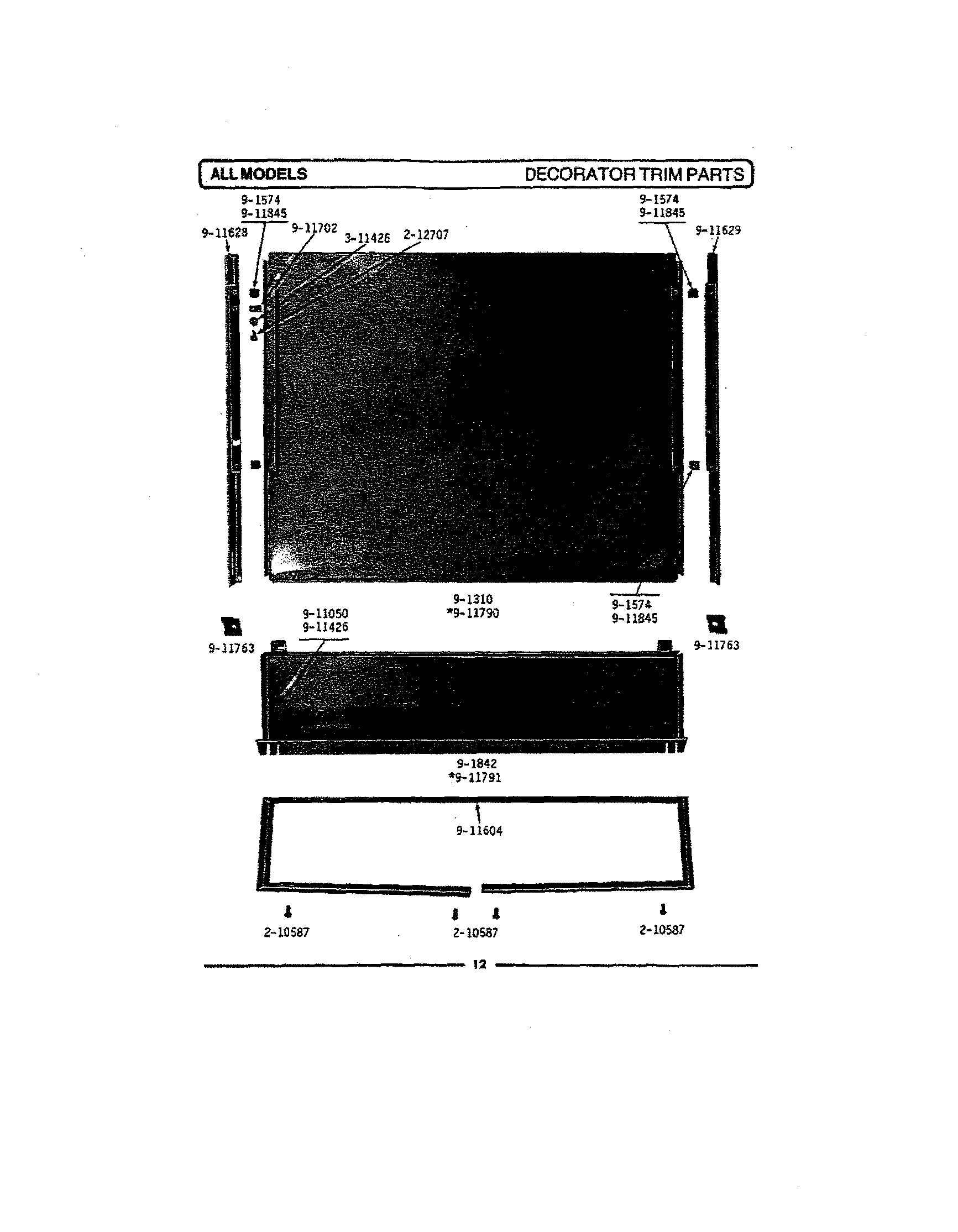 Maytag WC700 decorator trim parts diagram
