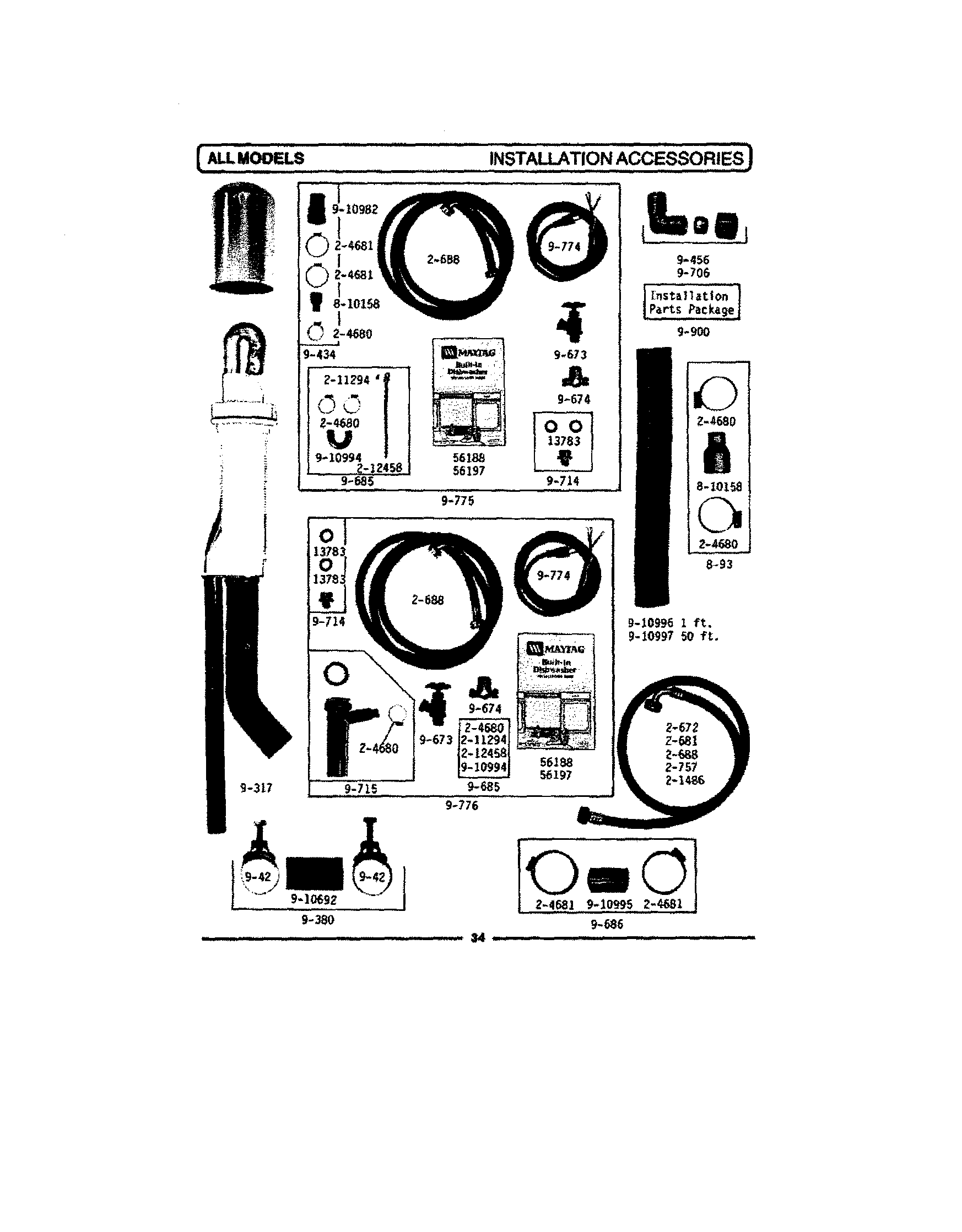 Maytag WC700 installation accessories diagram