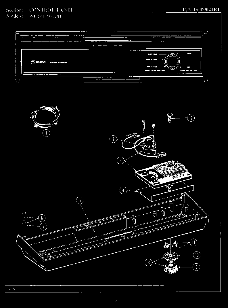 Maytag WU284 control panel diagram