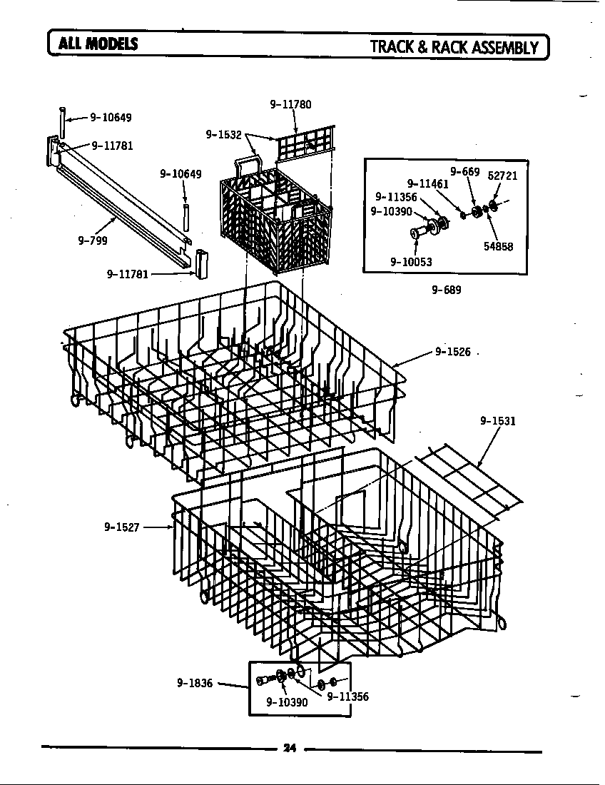 Maytag WU101 track & rack assembly diagram