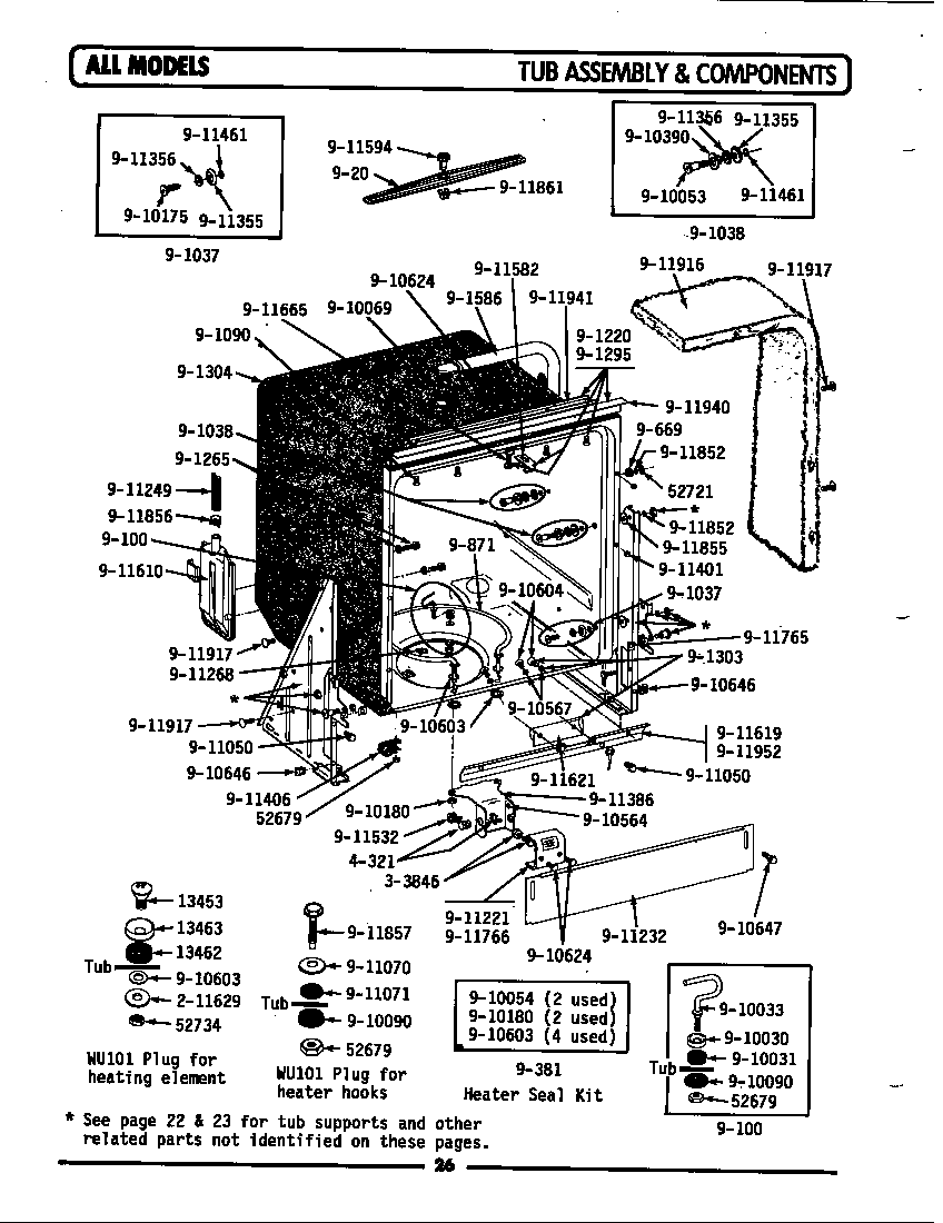 Maytag WU101 tub assembly & components diagram