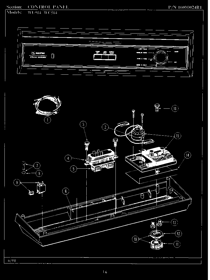 Maytag WU804 control panel (wu504) (wu504) diagram