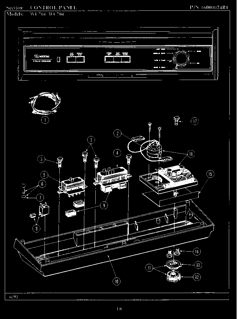 Maytag WU804 control panel (wu704) (wu704) diagram