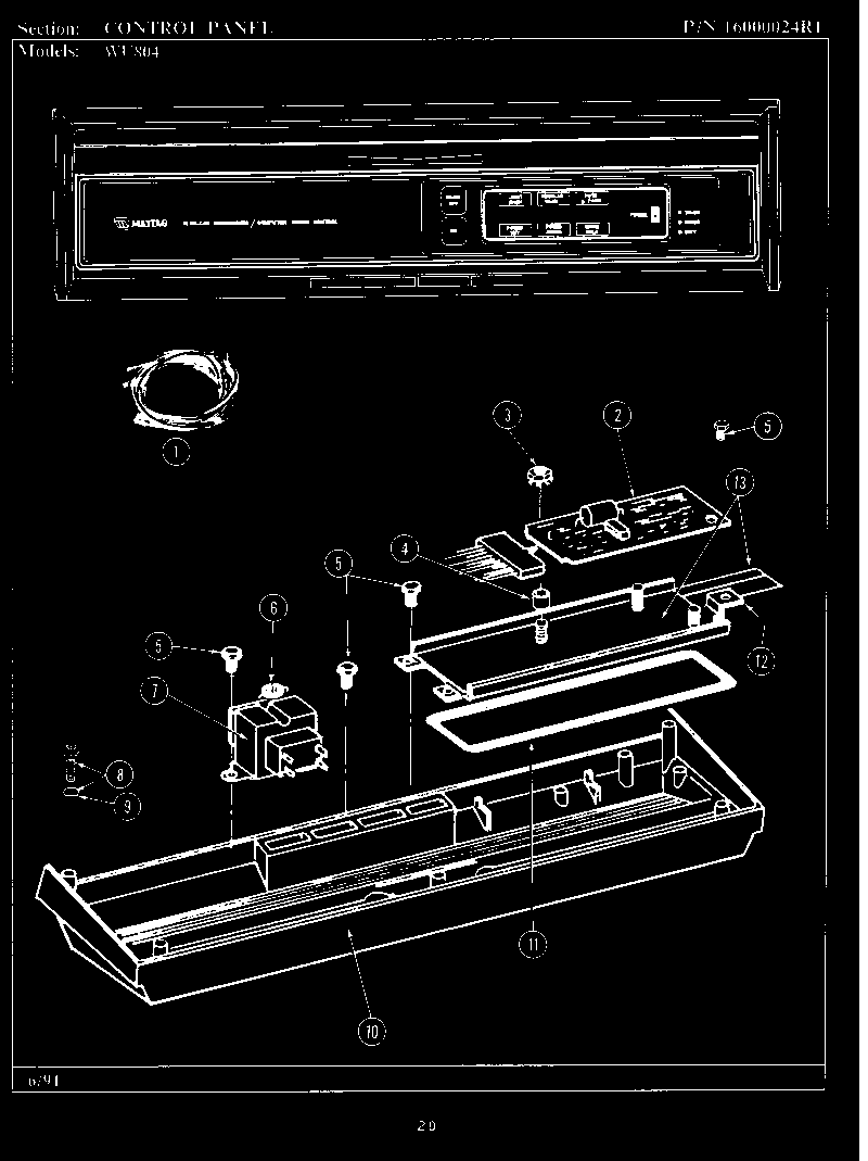 Maytag WU804 control panel (wu804) (wu804) diagram