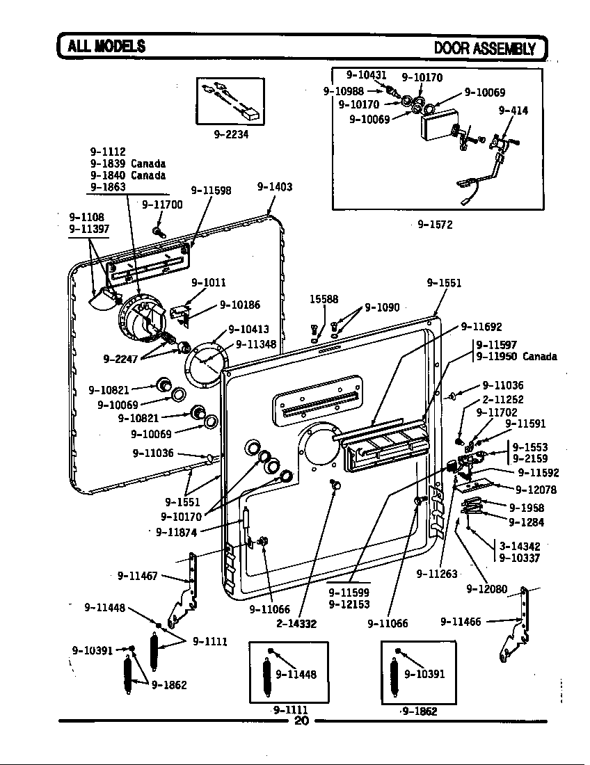 Maytag WU1000 door assembly diagram