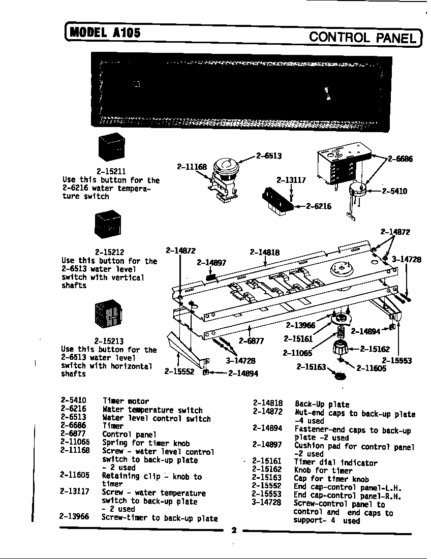 Maytag LA105 control panel diagram
