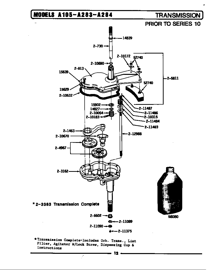 Maytag LA105 transmission diagram