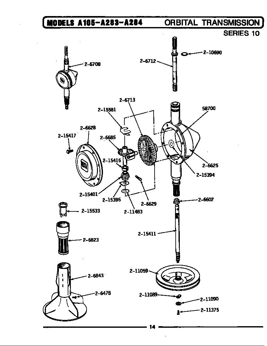 Maytag LA105 orbital transmission (series 10) diagram